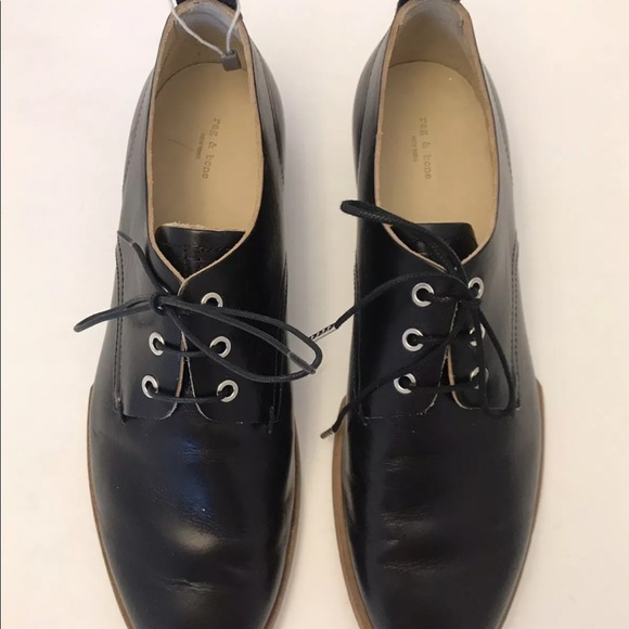 Rag & Bone Women’s Flat Lace-up Brogues Black Leather EU 40/ US 10 - Picture 4 of 12